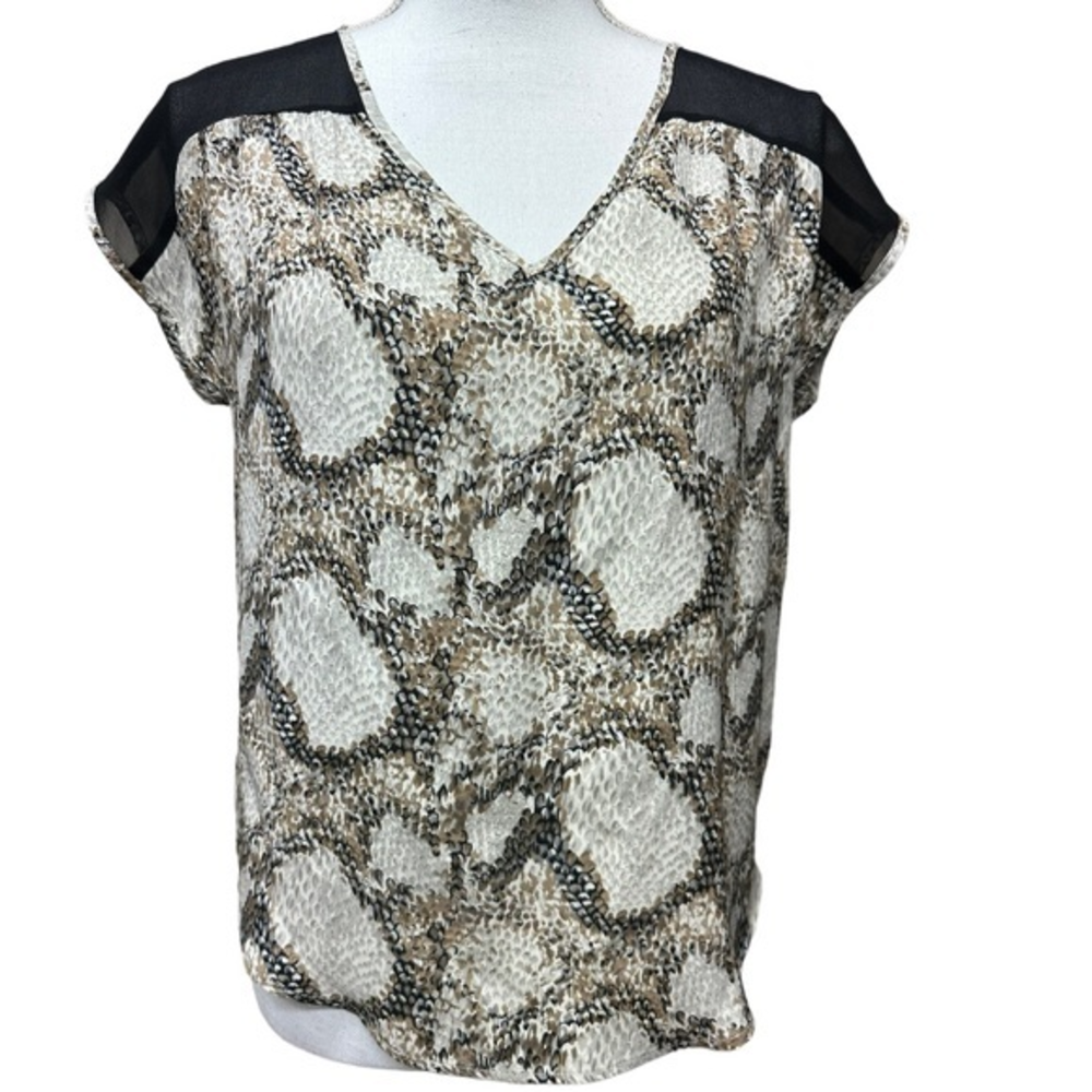Anthropologie La Fee Verte 100% Silk Snake‎ Print and Sheer Cami Size M